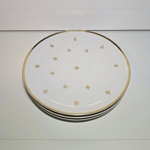 Lefton Fleur de Lis Luncheon Snack Plates Set of 3 White & Gold Serveware